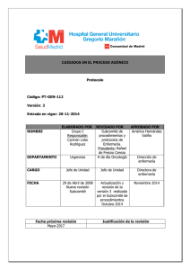 CUIDADOS EN EL PROCESO AGÓNICO Protocolo Código: PT