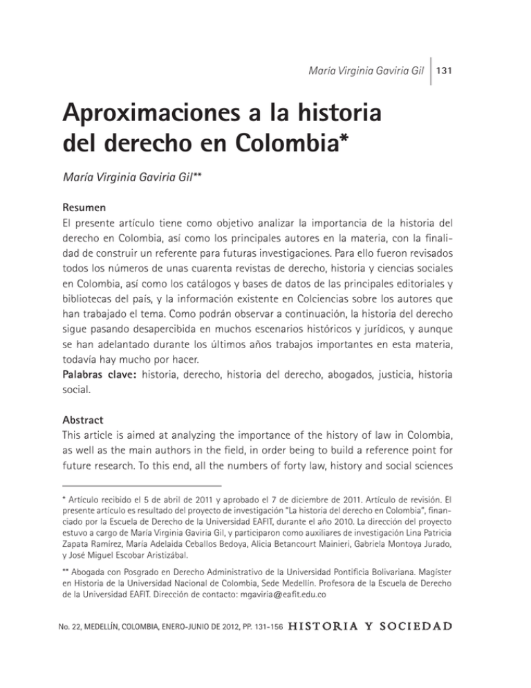 Aproximaciones A La Historia Del Derecho En