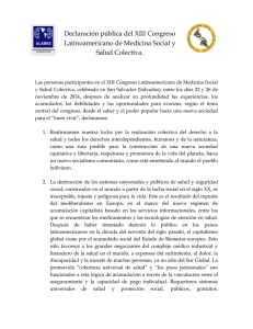 Declaración pública del XIII Congreso Latinoamericano de Medicina