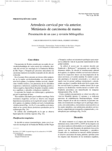 Artrodesis cervical por vía anterior. Metástasis de