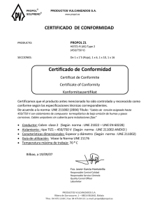 Certificado de Conformidad - Productos Vulcanizados Sa