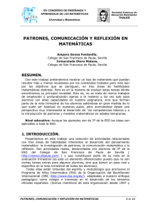 PATRONES, COMUNICACIÓN Y REFLEXIÓN EN MATEMÁTICAS