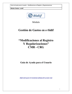 “Modificaciones al Registro Y Regularizaciones” CMR