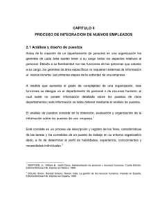 CAPITULO II PROCESO DE INTEGRACION DE NUEVOS