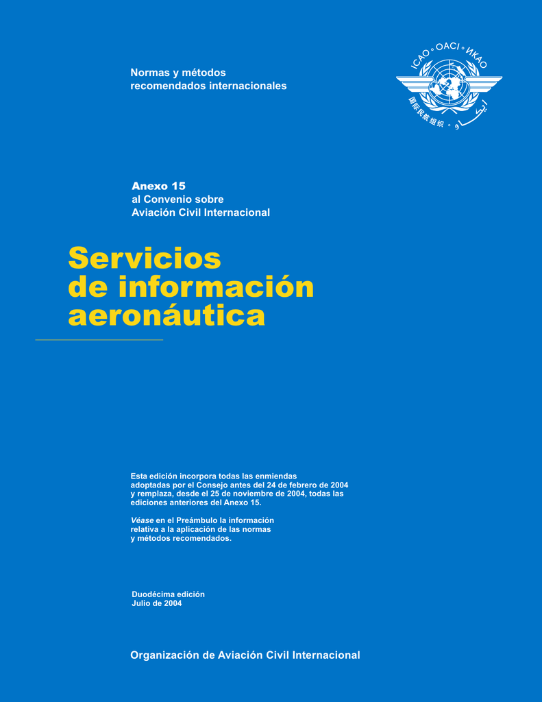 Anexo 15 - Servicios De Informacion Aeronautica