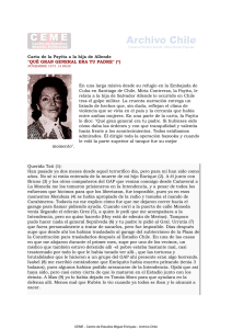 Carta de la Payita a la hija de Allende