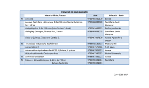 PRIMERO DE BACHILLERATO Materia-Título / Autor ISBN Editorial