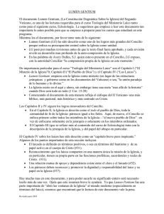 LUMEN GENTIUM El documento Lumen Gentium, (La Constitución