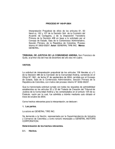 PROCESO Nº 140-IP-2004 Interpretación Prejudicial de oficio de los