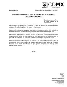PREVÉN TEMPERATURA MÁXIMA DE 26 ºC EN LA CIUDAD DE