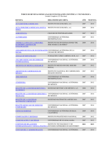 Revistas Mexicanas de Investigación Científica y Tecnológica