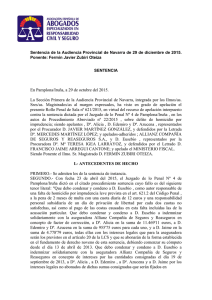 Sentencia de la Audiencia Provincial de Navarra de 29 de Octubre