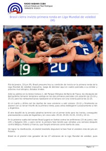 Brasil cierra invicto primera ronda en Liga Mundial de voleibol (M)