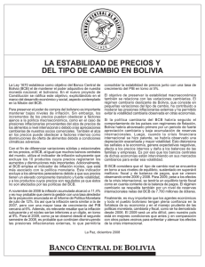 LA ESTABILIDAD DE PRECIOS Y DEL TIPO DE CAMBIO EN BOLIVIA