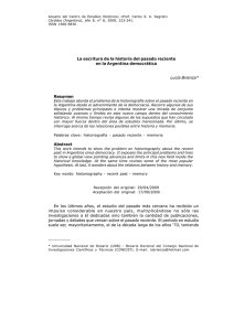 La escritura de la historia del pasado reciente en la Argentina