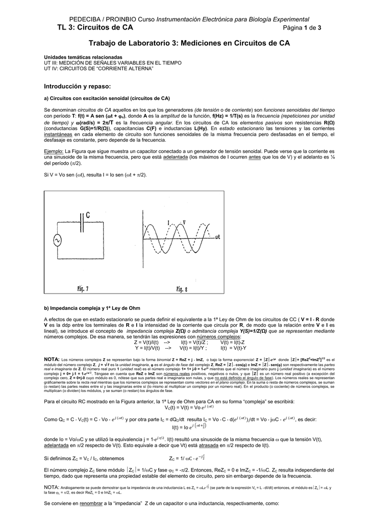 Tl 3 Circuitos De Ca Trabajo De Laboratorio 3 Mediciones En