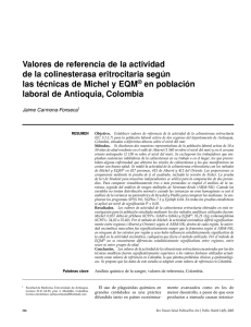 Valores de referencia de la actividad de la colinesterasa eritrocitaria