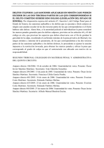 delitos culposos. las sanciones aplicables en ning&uacute;n caso podr&aacute;n