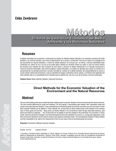 Métodos Directos de Valoración Económica del Medio Ambiente y
