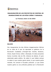 1 INAUGURACIÓN DE LOS PROYECTOS DE CONTROL DE