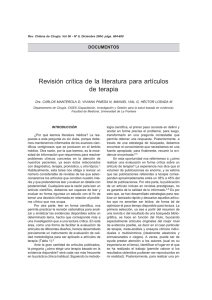 Revisión crítica de la literatura para artículos de terapia. Dr. Carlos
