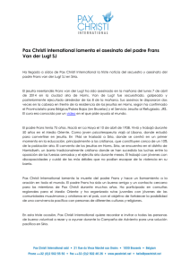 Pax Christi International lamenta el asesinato del padre Frans Van