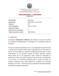 Organización y Métodos - Universidad Central de Venezuela