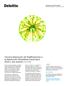 Tercera Resolución Miscelánea Fiscal para 2016