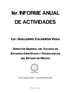 Informe anual de actividades Octubre 2011 - Diciembre