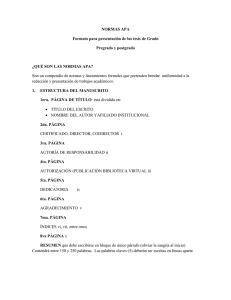 NORMAS APA Formato para presentación de las tesis de Grado
