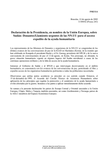 Declaración de la Presidencia, en nombre de la Unión