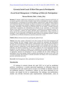 Gerencia Social Local: El Reto Ético para la Participación (Local
