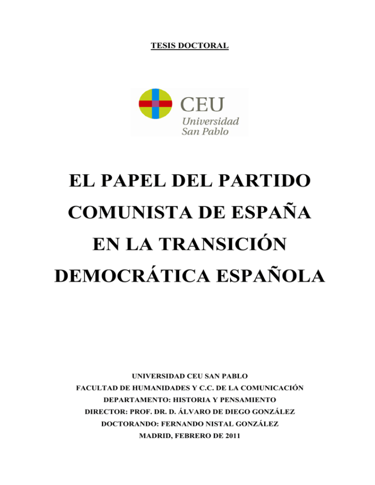 El Papel Del Partido Comunista De Espa a En La