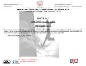 PROGRAMACIÓN OFICIAL II COPA FUTSAL CIUDAD BOLIVAR