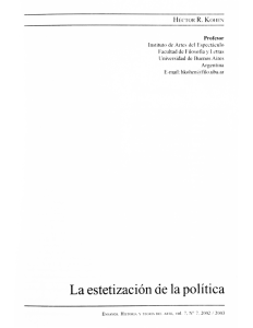 La estetización de la política - Universidad Nacional de Colombia