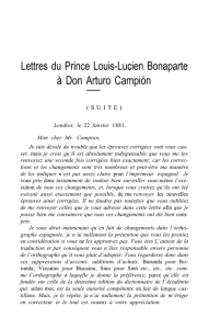 Lettres du Prince Louis-Lucien Bonaparte à don Arturo Campión