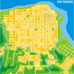 Mapa completo de la Ciudad de Posadas .