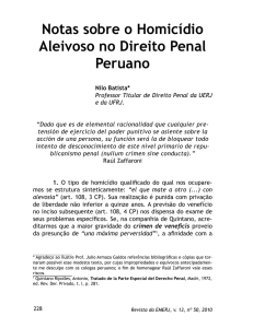 Notas sobre o Homicídio Aleivoso no Direito Penal Peruano