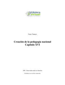 Creación de la pedagogía nacional Capítulo XVI