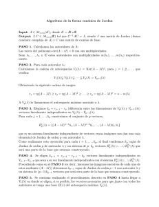 Algoritmo de la forma canónica de Jordan Input: A ∈ M n×n(K
