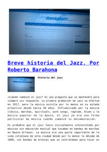 Breve historia del Jazz. Por Roberto Barahona