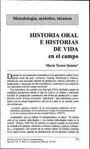 HISTORIA ORAL E HISTORIAS DE VIDA en el campo