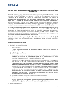 informe sobre la propuesta de ratificación de nombramiento