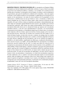 REGISTRO PUBLICO. TERCEROS DE BUENA FE. La inscripción
