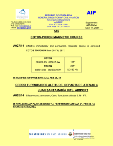 cotos-poxon magnetic course cerro turrubares altitude, departure