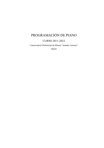 programación de piano - Conservatorio Profesional de Música