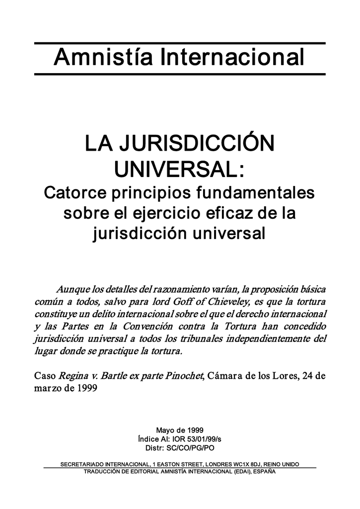 La Jurisdicci N Universal Catorce Principios Fundamentales Sobre El