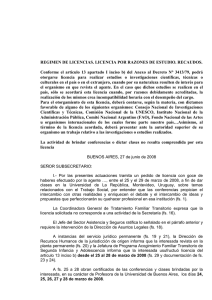 REGIMEN DE LICENCIAS. LICENCIA POR RAZONES DE ESTUDIO