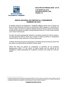 Comunicado de Prensa. Índice Nacional de Precios al Consumidor