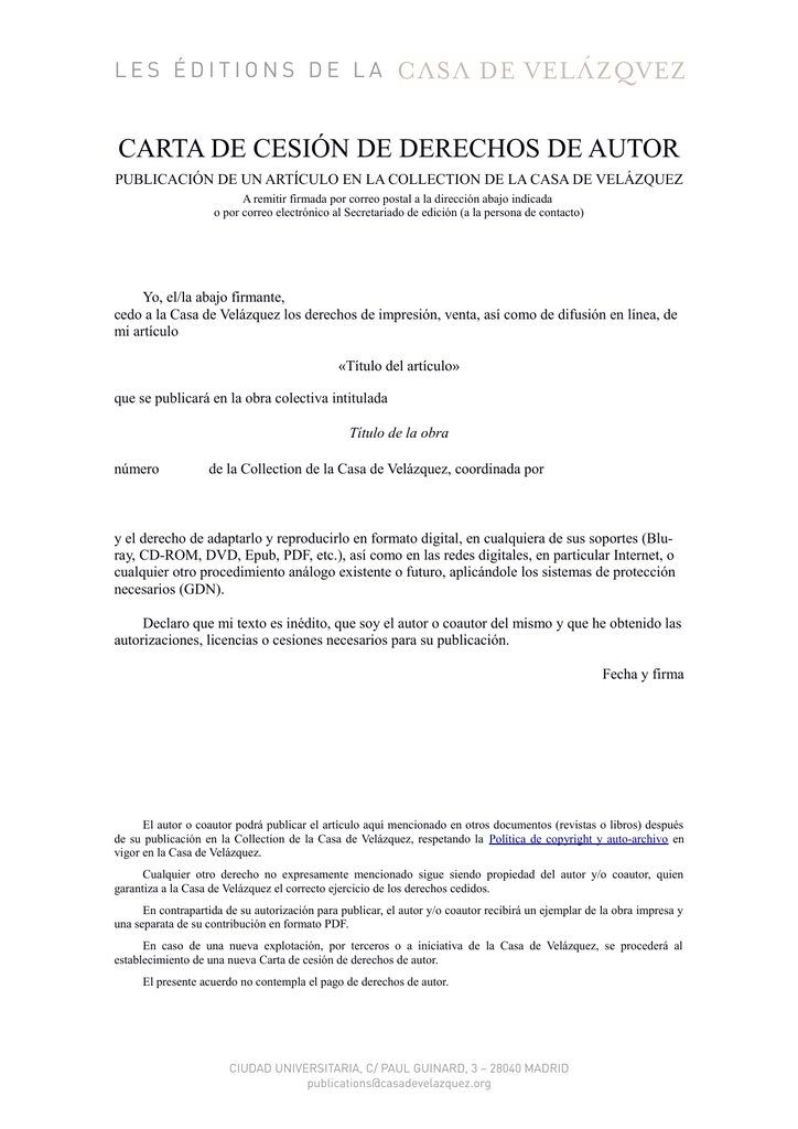 Carta De Cesi n De Derechos Cartas De Cesi n De Derechos MSIUI